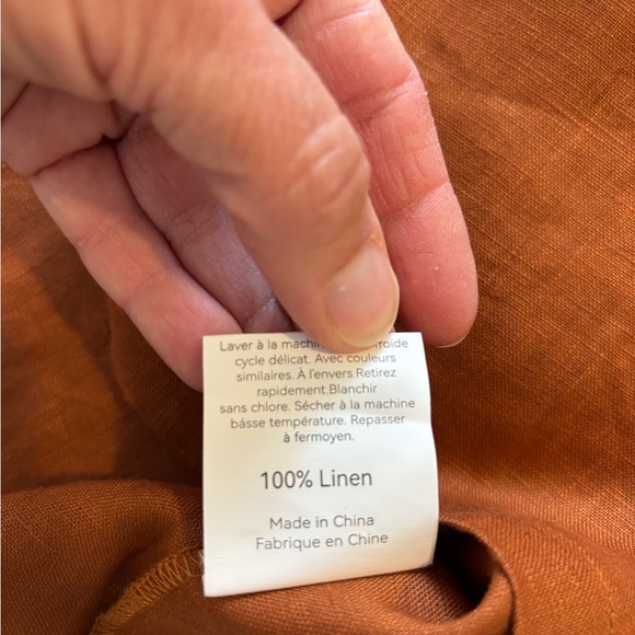 LINTICO 100% Linen Boxy Cropped Rust Terracotta Short Sleeve Blouse NWT Medium - Picture 6 of 8